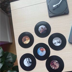 Set of Black Vinyl Coasters